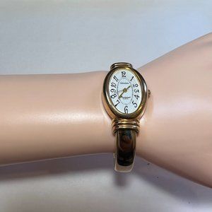 Ladies Gruen Precision Watch Bangle Cuff Gold Toned Womens